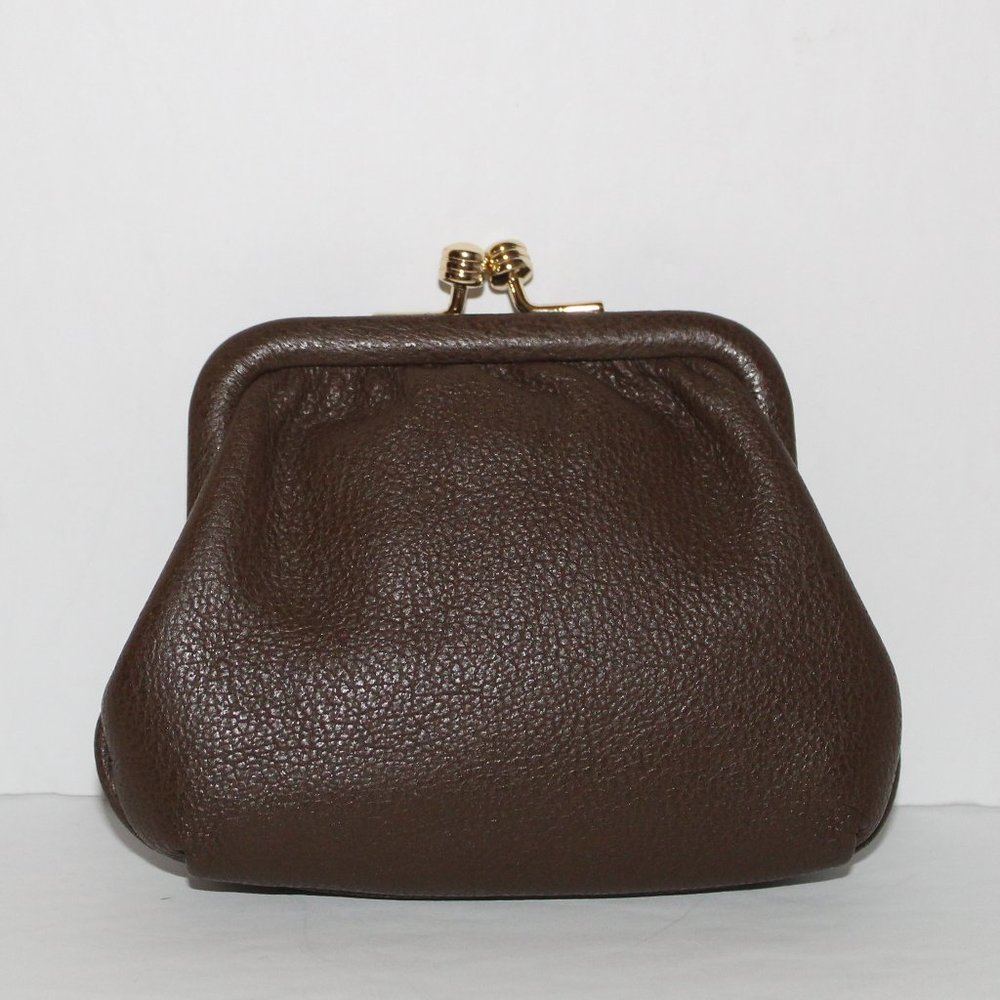 Vintage Dooney & Bourke Brown Leather Small Frame Coin Purse